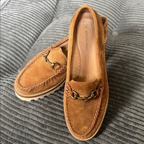 Johnston & Murphy Emmalynn Cognac Suede Loafers with Metal Horsebit - Picture 13 of 16